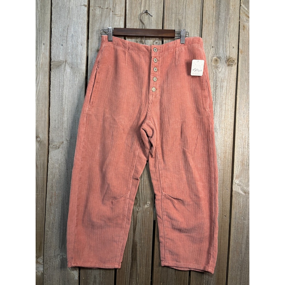 Free People We The Free Osaka Mid Rise Barrel Corduroy Pants Rose Smoke 27 NWT - Picture 1 of 9